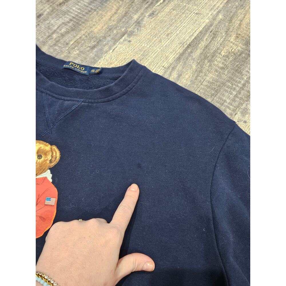Ralph lauren men's polo bear crewneck sweatshirt xxl 2xl navy blue - Picture 3 of 7